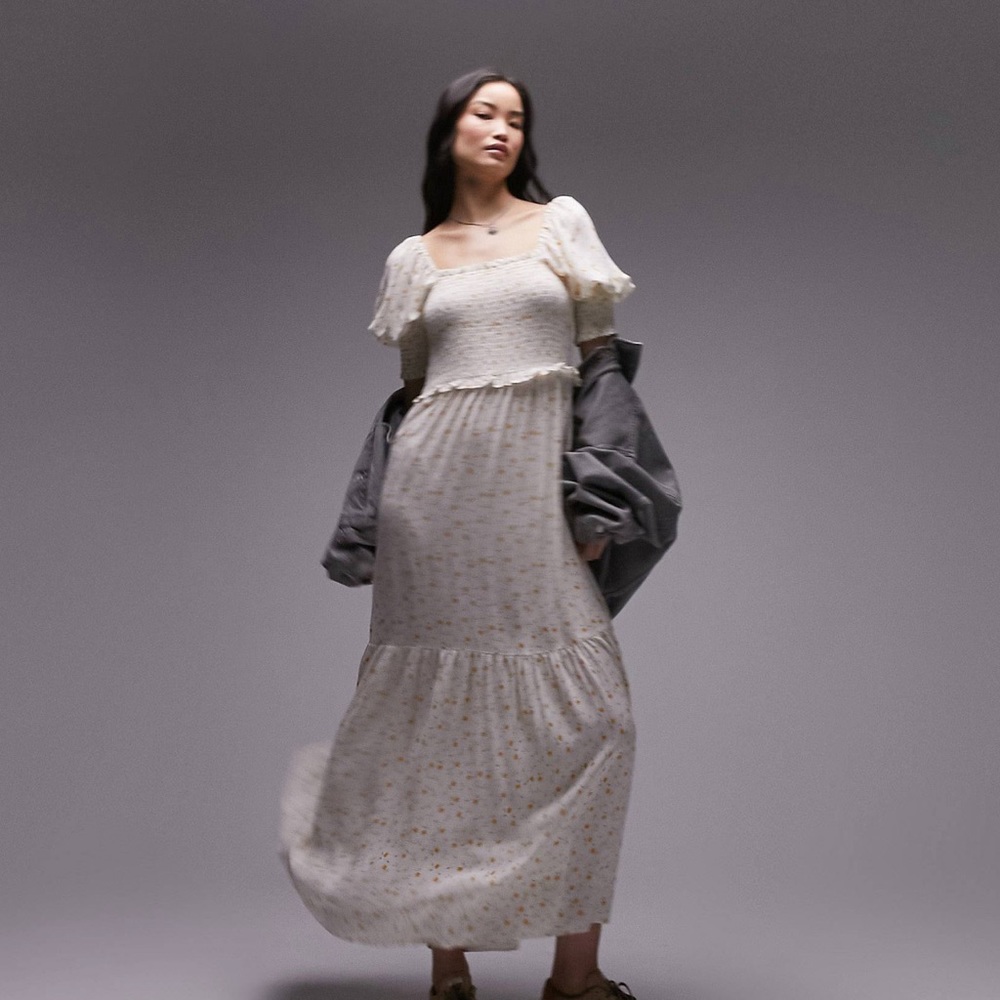 New Topshop floral maxi dress with short sleeves